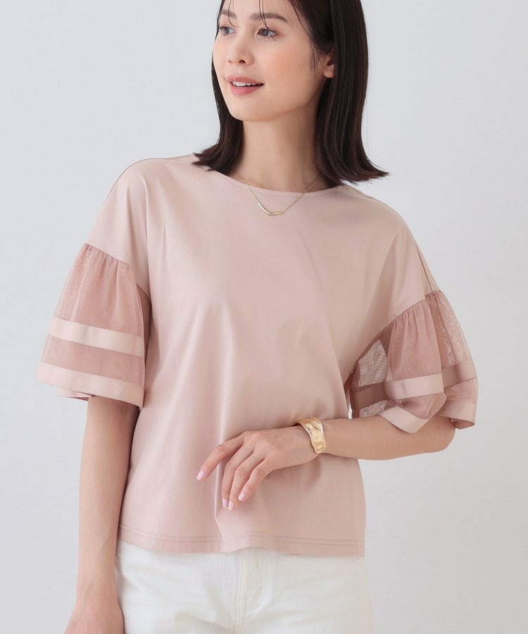 チュールスリーブカットソー1