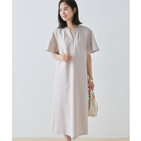 【しわになりにくい】麻調ストレートラインワンピース