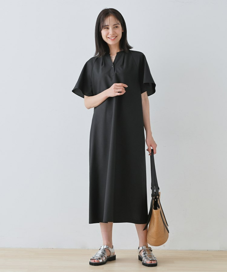 【しわになりにくい】麻調ストレートラインワンピース5