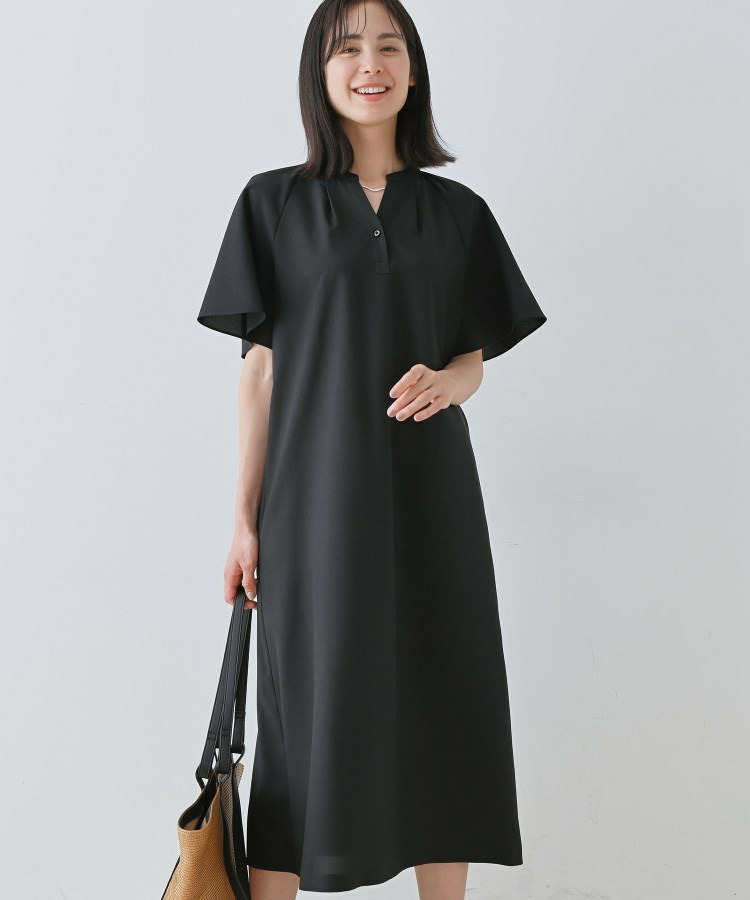 【しわになりにくい】麻調ストレートラインワンピース1