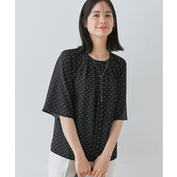 【通勤／きれいめ】柄タックブラウス