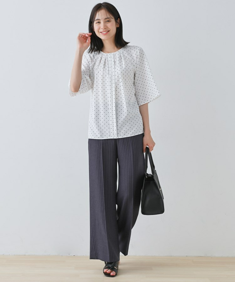 【通勤/きれいめ】柄タックブラウス4