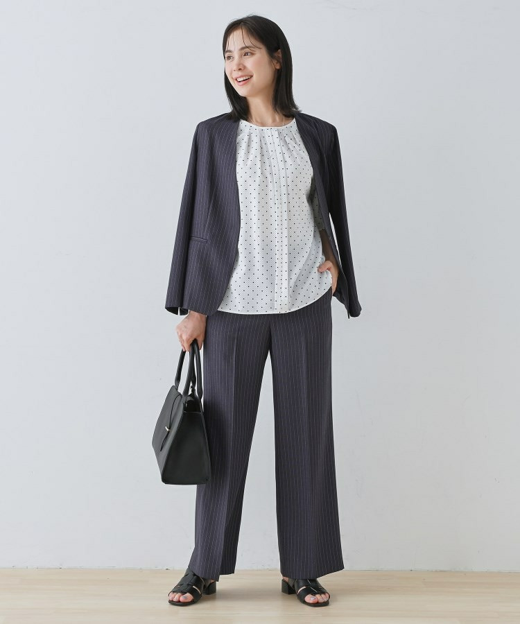 【通勤/きれいめ】柄タックブラウス5