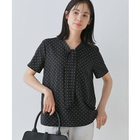 【通勤／きれいめ】柄ボウタイブラウス
