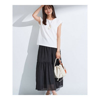【2点セット／着回し◎】ノースリーブ＆ティアードスカート カセット服