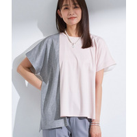 【洗える／汗ジミ防止】バイカラー＆アシメヘム Tシャツ