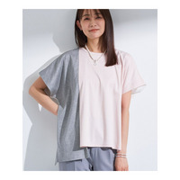 【洗える／汗ジミ防止】バイカラー＆アシメヘム Tシャツ