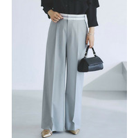 【ウール調素材】ベルトデザインワイドパンツ