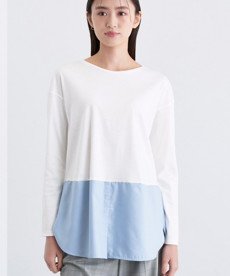 【コットン】シャツ切り替えカットソー25