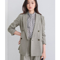 【洗える／セットアップ可能】凹凸ストレッチ素材ダブルジャケット