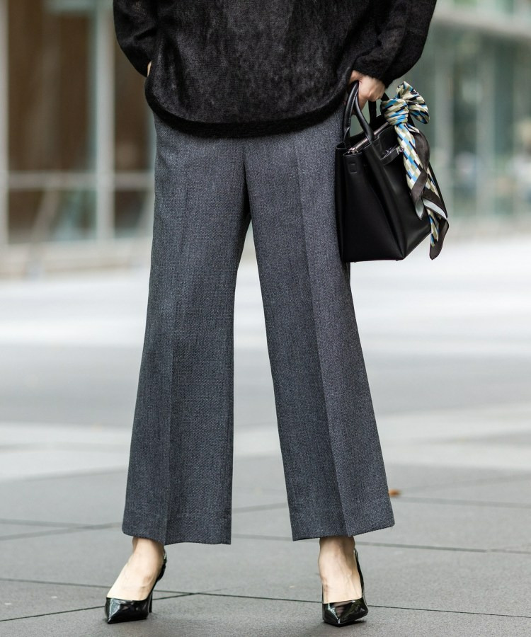 【褒められパンツ/ウール調素材】ラメ混ワイドパンツ26