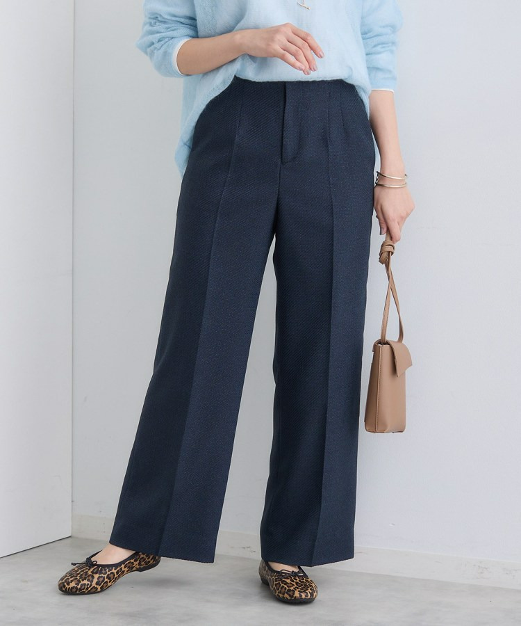 【褒められパンツ/ウール調素材】ラメ混ワイドパンツ28