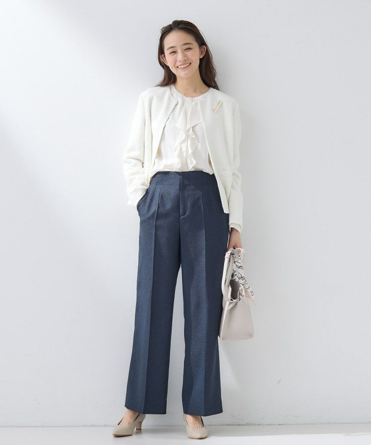 【褒められパンツ/ウール調素材】ラメ混ワイドパンツ29