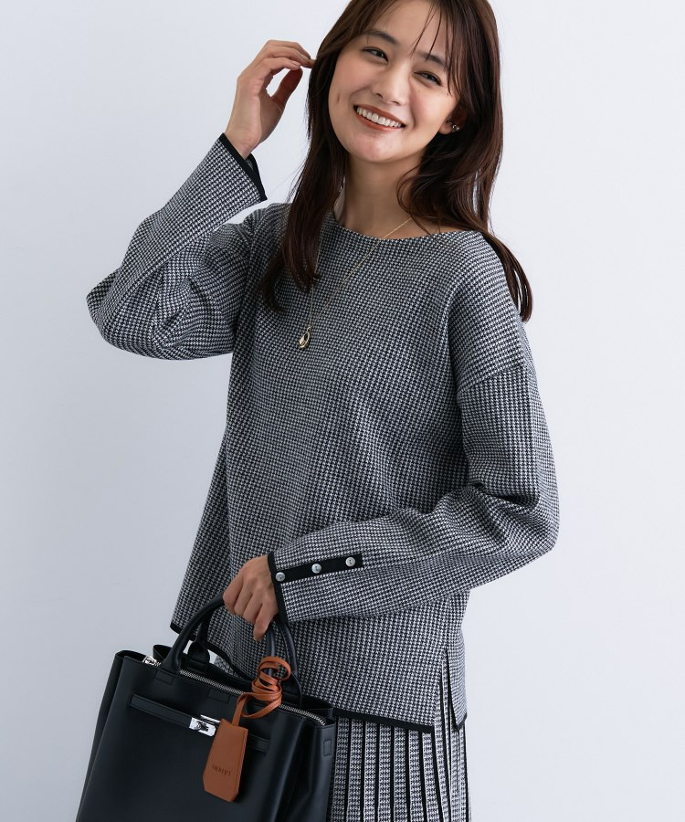 【洗える/SETUP可能】ジャカードボートネックニット11