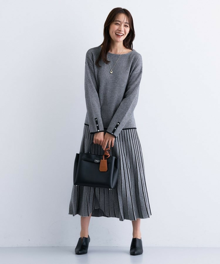 【洗える/SETUP可能】ジャカードボートネックニット12