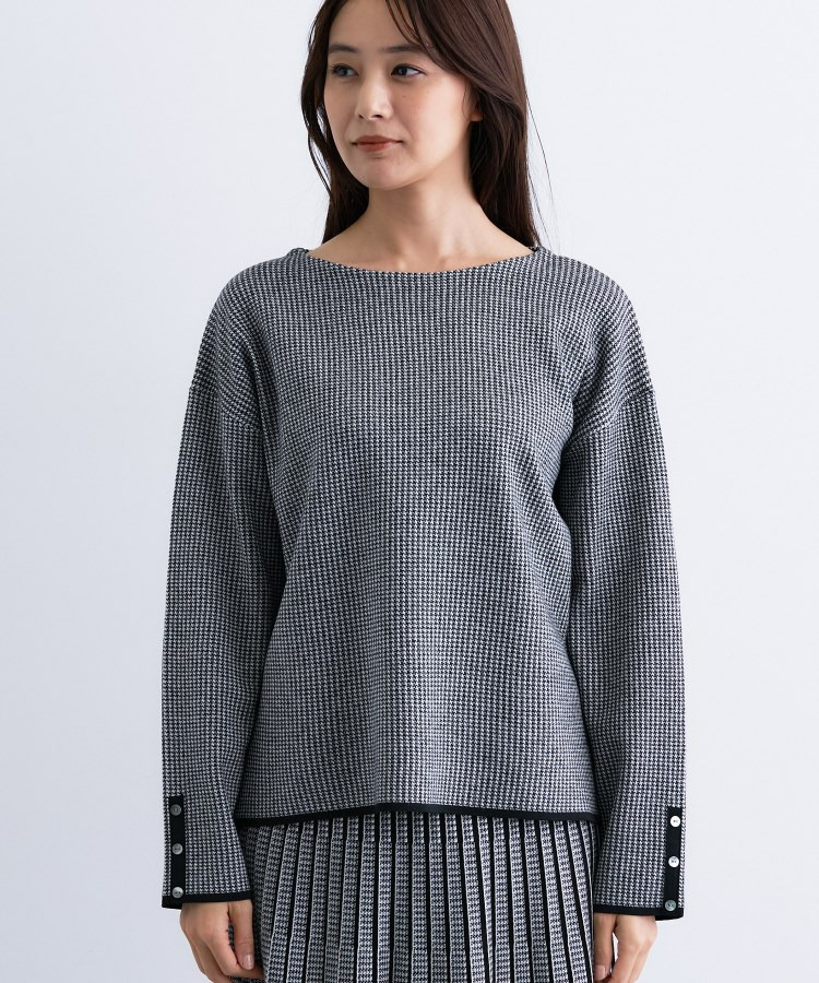 【洗える/SETUP可能】ジャカードボートネックニット15