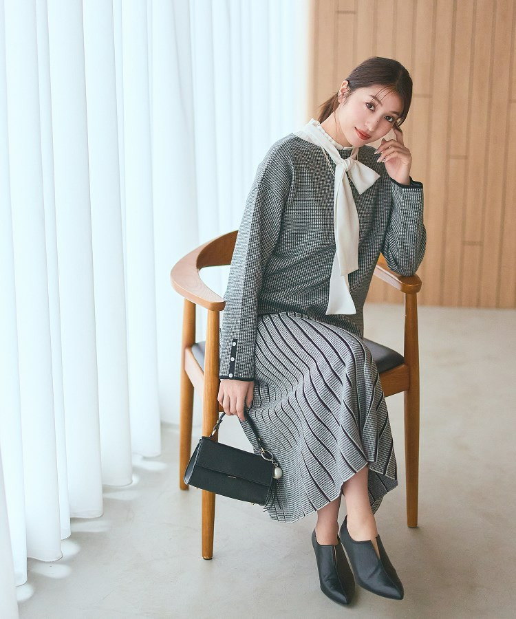 【洗える/SETUP可能】ジャカードボートネックニット22