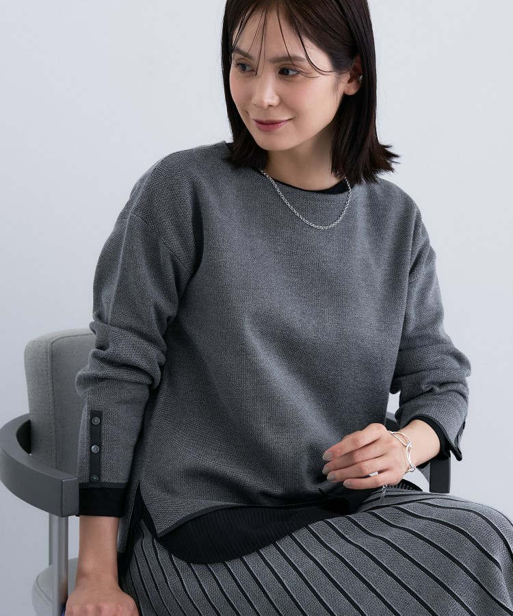 【洗える/SETUP可能】ジャカードボートネックニット3