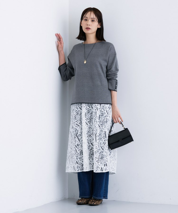 【洗える/SETUP可能】ジャカードボートネックニット5