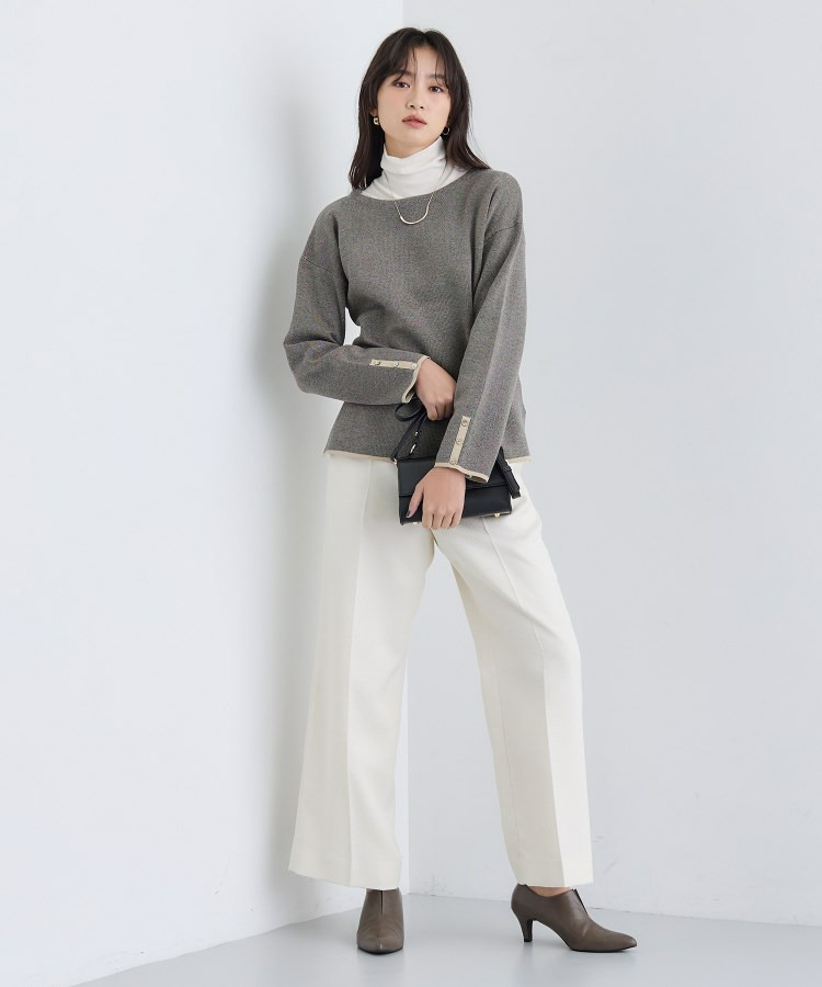 【洗える/SETUP可能】ジャカードボートネックニット8