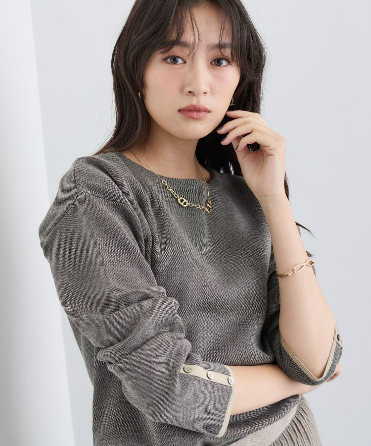 【洗える/SETUP可能】ジャカードボートネックニット1