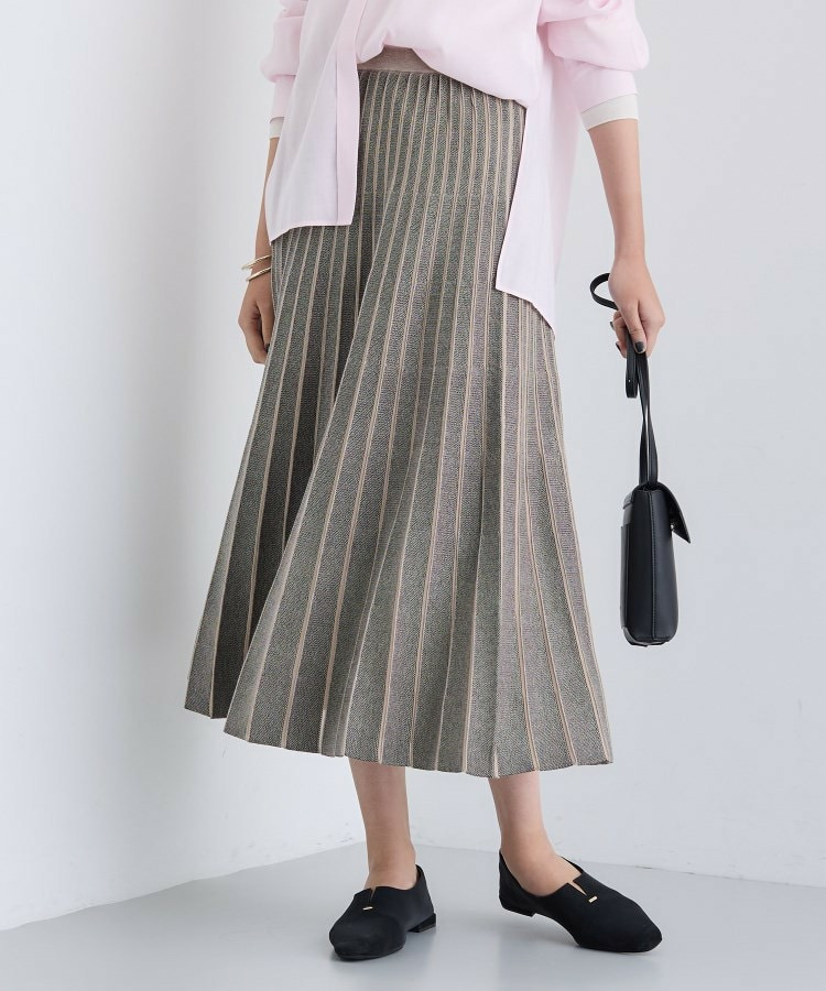 【洗える/SETUP可能】ジャカードニット プリーツスカート1