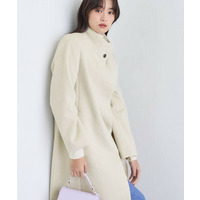 【名品コート／日本製】ウール100％スタンドカラーロングコート