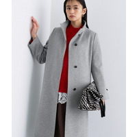 【名品コート／日本製】ウール100％スタンドカラーロングコート