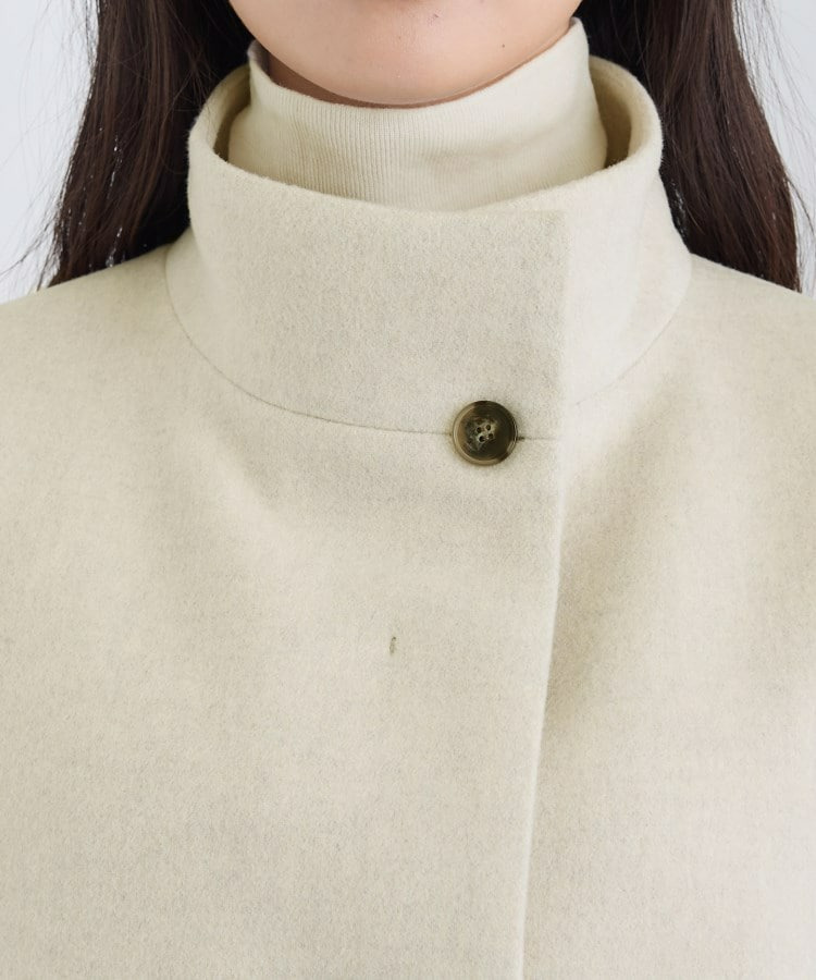 【名品コート/日本製】ウール100%スタンドカラーロングコート22