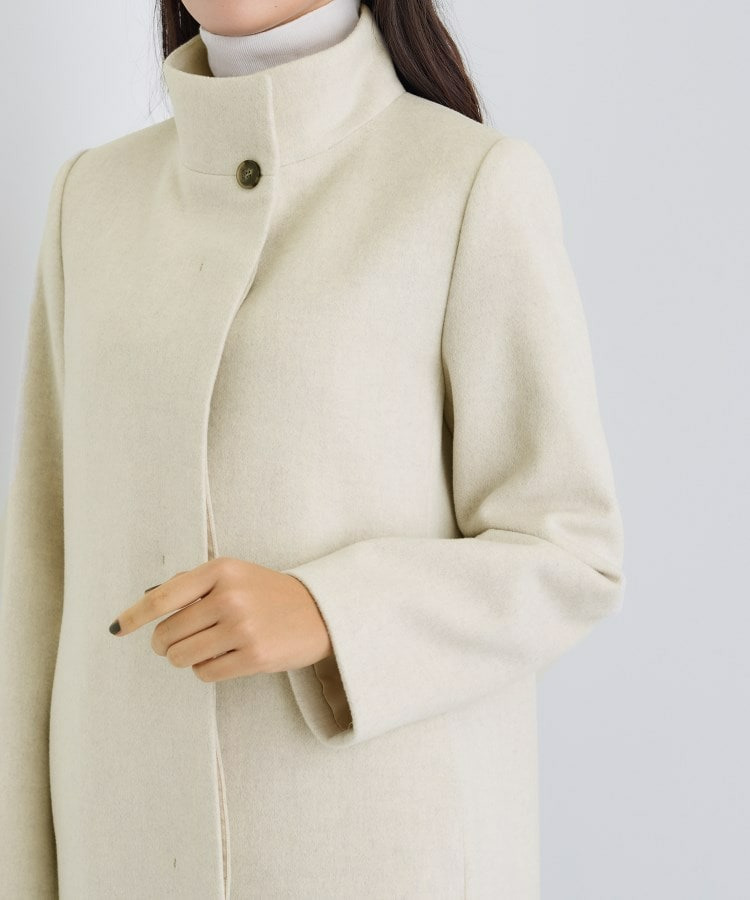 【名品コート/日本製】ウール100%スタンドカラーロングコート23