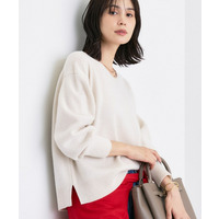 【洗える／カシミヤ混】ミドルゲージVネックニット