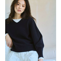 【洗える／カシミヤ混】ミドルゲージVネックニット