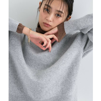 【洗える／カシミヤ混】ミドルゲージVネックニット