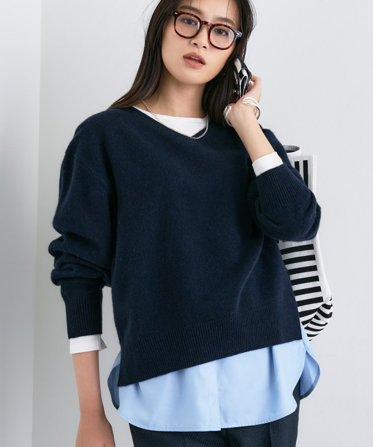 【洗える/カシミヤ混】ミドルゲージVネックニット15