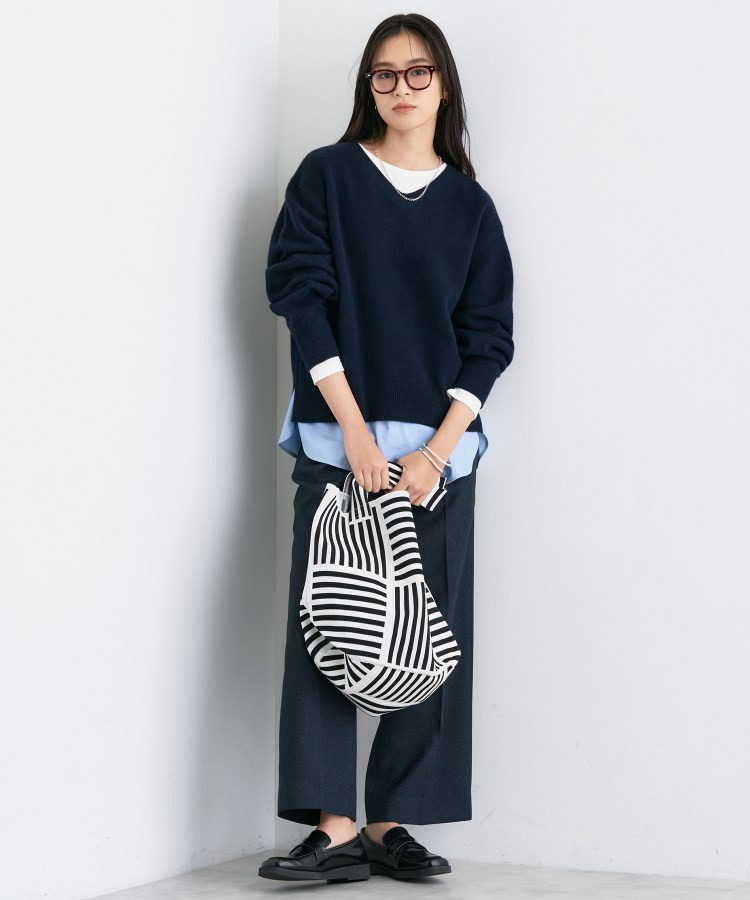 【洗える/カシミヤ混】ミドルゲージVネックニット17