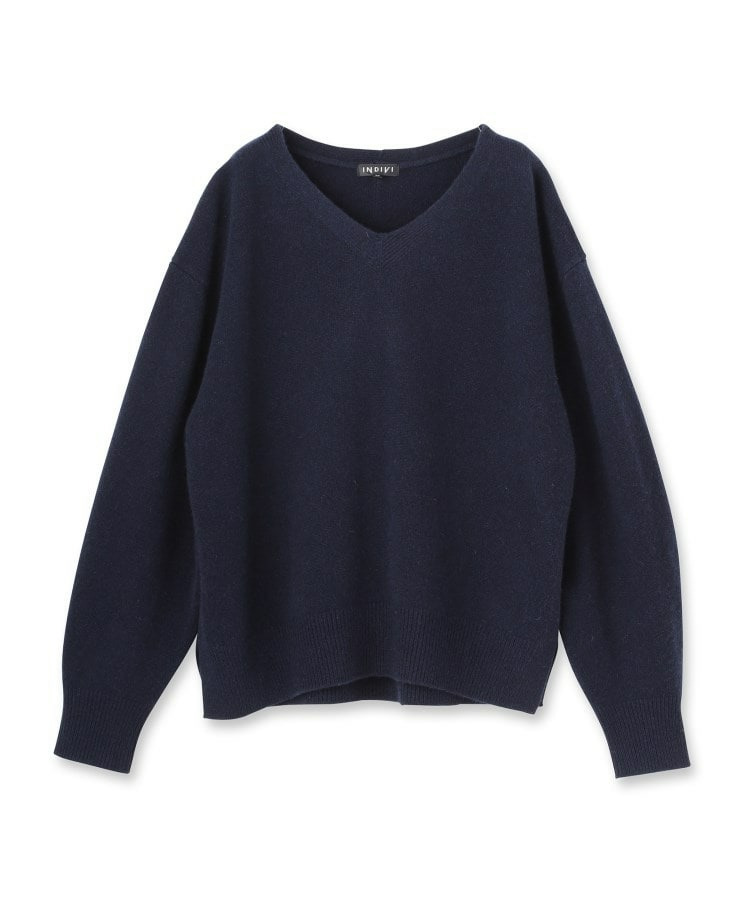 【洗える/カシミヤ混】ミドルゲージVネックニット2