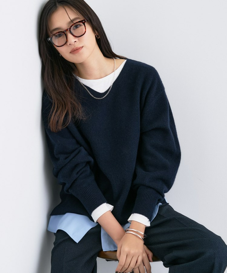 【洗える/カシミヤ混】ミドルゲージVネックニット30