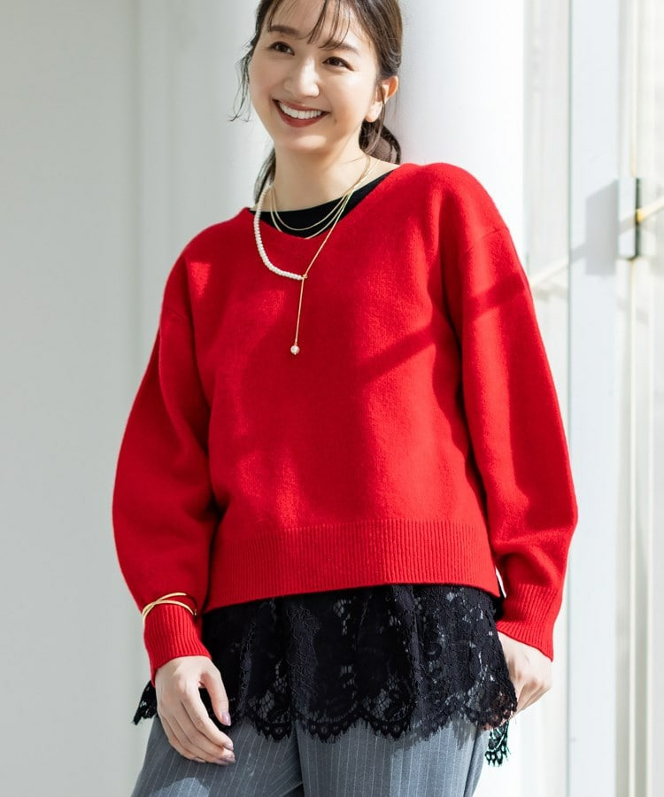 【洗える/カシミヤ混】ミドルゲージVネックニット1