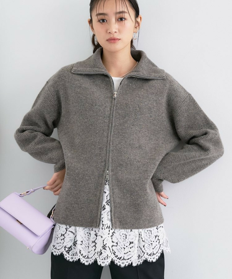 【洗える】カラーネップ ダブルジップカーディガン11