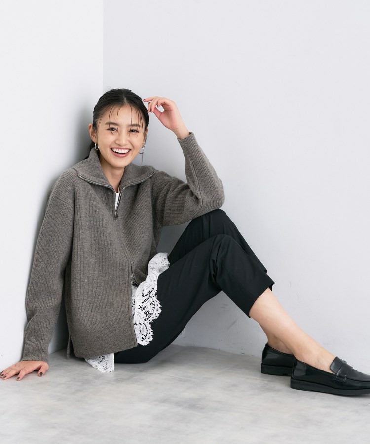 【洗える】カラーネップ ダブルジップカーディガン12