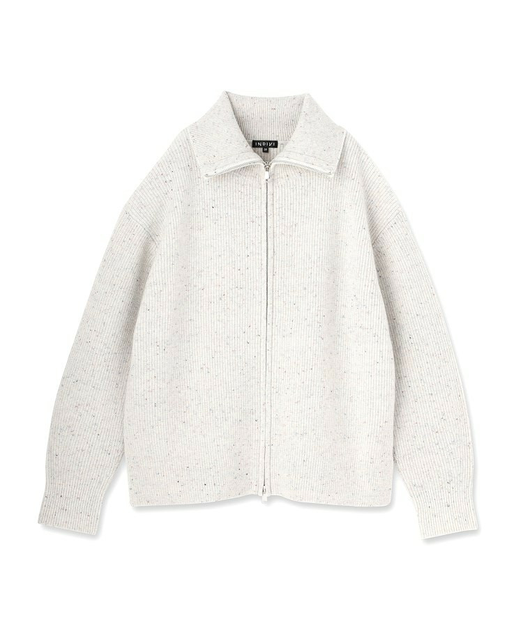 【洗える】カラーネップ ダブルジップカーディガン2