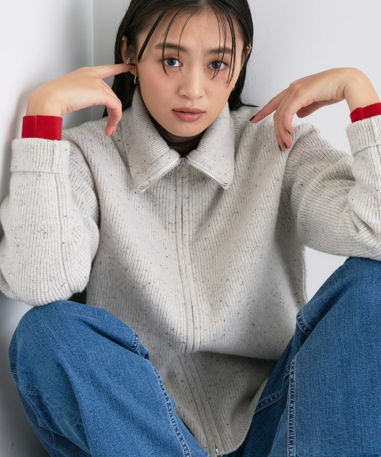 【洗える】カラーネップ ダブルジップカーディガン3