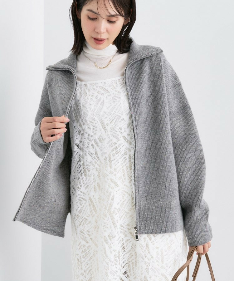 【洗える】カラーネップ ダブルジップカーディガン7