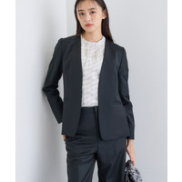 【日本製／スーツ／通勤】シルクウールストレッチ ノーカラージャケット