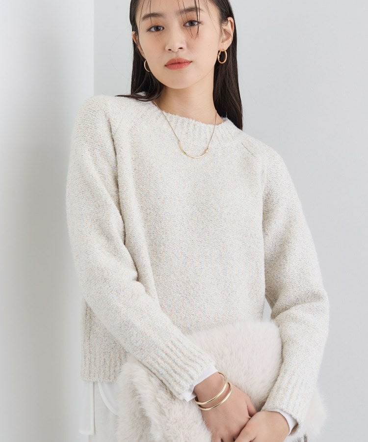 【洗える/ラメ/意匠感】ミックスブークレニット1