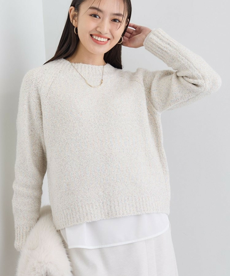 【洗える/ラメ/意匠感】ミックスブークレニット3