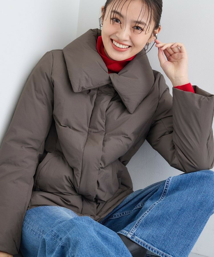 【撥水/洗える/デザイン衿】ステッチレス ショートダウンコート11