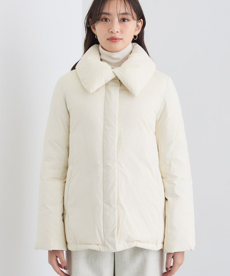 【撥水/洗える/デザイン衿】ステッチレス ショートダウンコート15