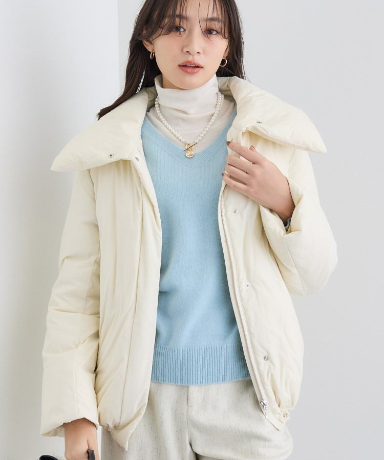 【撥水/洗える/デザイン衿】ステッチレス ショートダウンコート3