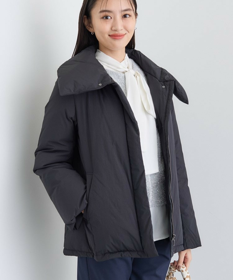 【撥水/洗える/デザイン衿】ステッチレス ショートダウンコート8